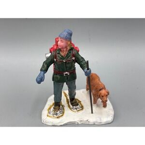 Lemax Village Snowshoe Backpacker Hiker with Dog Figurine Winter Christmas